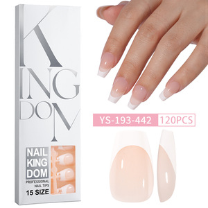 <span class=keywords><strong>Uñas</strong></span> Postizas Francesas con Punta en Forma <span class=keywords><strong>de</strong></span> Ataúd, 120 Piezas en Caja, Brillantes y Removibles, para Uso Diario y Salones <span class=keywords><strong>de</strong></span> Belleza - Product Image 1