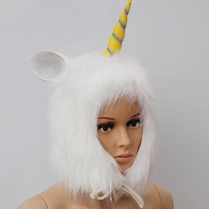 Unicorn Cap Dành Cho Người Lớn Vui Động Vật Giả Lông Mùa Đông Mũ Ấm Ấm Đầu Mặc Cho Đảng Halloween Trang Phục Thỏ Phục Sinh Mặt Nạ Trong Cao Su - Product Image 4