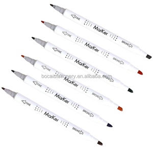 Rotuladores de pincel plano de doble punta de tinta permanente personalizables Juego de rotuladores de doble pincel para dibujo en papel - Product Image 2