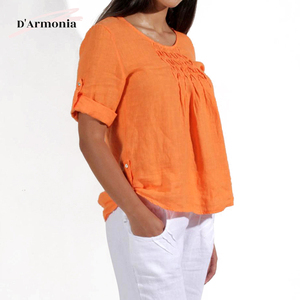 Áo cánh in họa tiết kẻ sọc đơn giản thời trang cho nữ áo cổ chữ V cổ chữ V dài ngắn mùa hè ngoại cỡ XL - Product Image 2