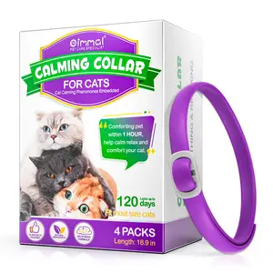 OIMMAL 4 Pack High Quality Pheromone Cat Calming Collars Anti Anxiety Reduce Adjustable Pet Pheromone Calming Collars For Cats