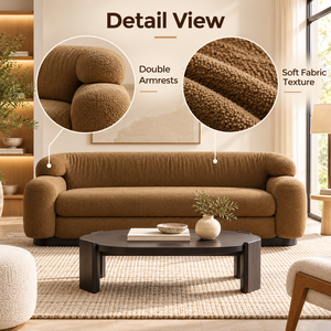 Modern 3 Seater Fabric <b>Sofa</b> with Solid <b>Wood</b> <b>Frame</b> High Density Foam Cushions Comfortable Upholstered Couch for Living Room - Product Image 2