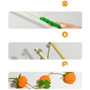 عصا دعابة القط الجديدة من Hiphoppet مع عمود طويل من الخيزران لتخفيف ضجر القطط ألعاب القط التفاعلية المضحكة منتجات الحيوانات الأليفة مع أجراس - Product Image 5