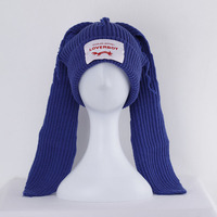 Bonnet d'hiver amusant à longues oreilles de lapin, chaud, unisexe pour adultes, en acrylique, pour le ski et les activités de plein air