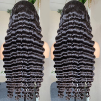 Perruque frontale en dentelle HD complète sans colle 13x6 Deep Wave, en cheveux humains brésiliens bruts, pour femmes noires - Vente en gros
