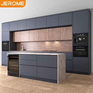 Fabricante Jerome, Isla de Cocina Personalizada de Madera Contrachapada con Laminado HPL, Encimera de Cuarzo, Diseño de Gabinetes - Product Image 1