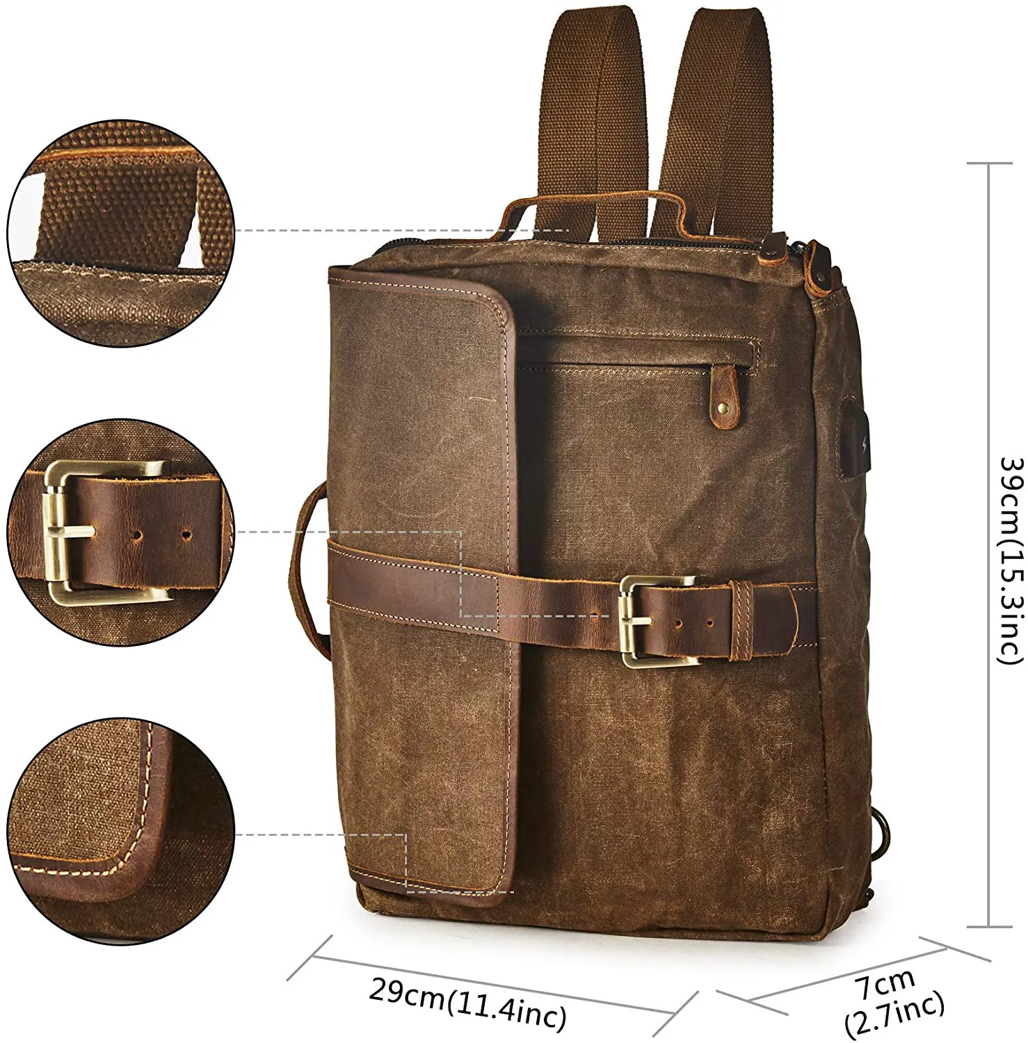 Factory leather waxed canvas travel laptop backpack bag for mean vintage laptop bag