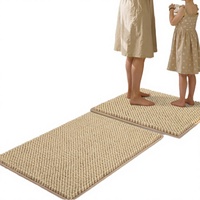 2-Piece Chenille Tufted Bathroom Rugs Set-Non-Slip Thick Soft Absorbent Boho Design Shower Floor Mats Machine Washable