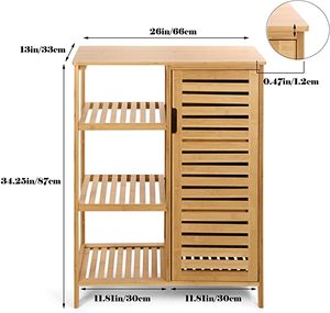 Armoire de rangement de salle de bain en bambou, 3 étagères avec porte, armoire de rangement autoportante, <span class=keywords><strong>meuble</strong></span>, étagère de <span class=keywords><strong>cuisine</strong></span> - Product Image 2