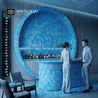 Dalle de pierre précieuse turquoise bleue naturelle polie sur mesure pour comptoir de bar, mur et sol de la maison
