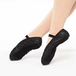 <span class=keywords><strong>Zapatos</strong></span> de Baile de Cuero Elástico con Suela Completa Suave al por Mayor, Color Rosa/Negro para Niñas, Primavera/Verano/Otoño - Product Image 2