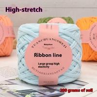 285g/roll 100% Polyester High Tenacity Dyed Fancy Yarn for Knitting Rainbow-Colored T-Shirt Yarn for Hand Knitting Crochet