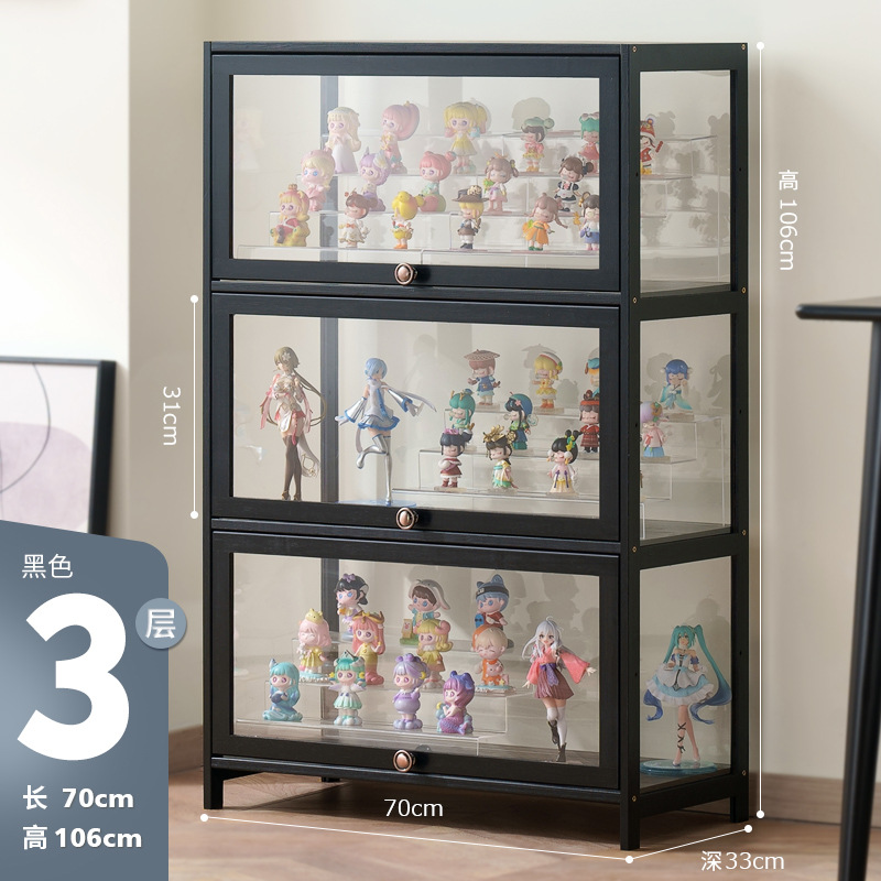 Black [Transparent on all four sides] Three doors 70cm long