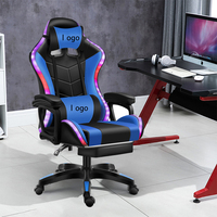 Chaise de Gaming en cuir PU pour ordinateur, fauteuil de Gamer, fait à la main, rvb, lumières et haut-parleurs, offre spéciale