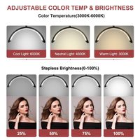 Lampe LED de beauté demi-lune de 16 pouces en forme de U, lumière d'appoint pour le soin des yeux, idéale pour le tatouage des sourcils, le nail art, les extensions de cils, usage en salon