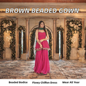 Conjunto de Lehenga Rosa Estampado con Dupatta de Chifón y Bordado con Cuentas, Traje Indio Pakistaní para Bodas y Diwali para Mujer - Product Image 2