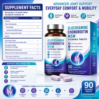Comprimés à croquer Premium de Glucosamine, Chondroïtine et MSM, Complexe de Bien-être Articulaire avec Acide Hyaluronique et Vitamine C, enrichi en MSM Plus