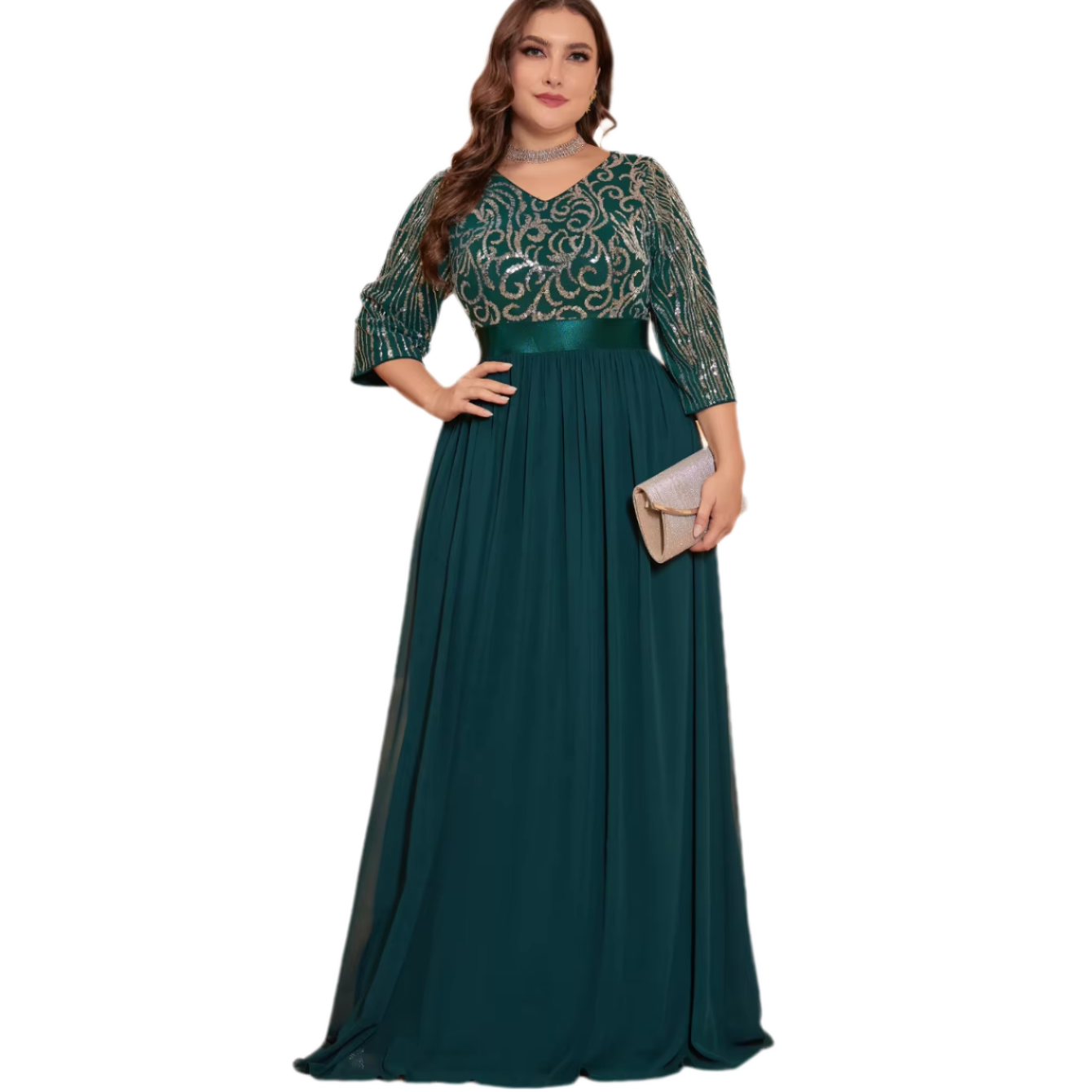 green emerald velvet dress Straps Mint Green Empire A-Line Chiffon Maxi Dress – FancyVestido main image 0