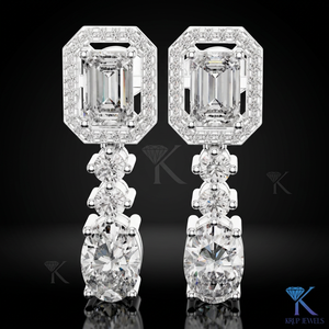 CVD <b>Diamond</b> Emerald Cut Round Oval Drop <b>Dangle</b> <b>Earrings</b> 14K Solid Gold Luxury Bridal Wedding & Party Jewelry - Product Image 4