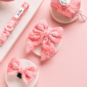 Set di Imbracature per Cani SinSky, Comode e di Lusso, Collare e Guinzaglio Regolabili, Set Personalizzato con Peonia, Imbracatura Anti-Trazione - Product Image 4