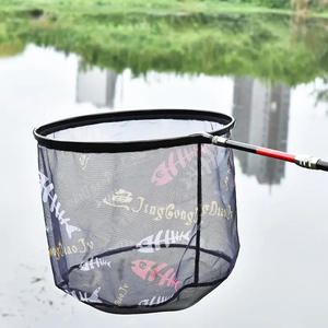 Épuisette de pêche JingGongDiaoJv, diamètre 30, 35, 40, 45 cm, légère, tête en alliage carbone-aluminium, filet noir pour la pêche - Product Image 1