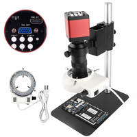 Mikroskop Monokuler Digital 2MP Kamera Video Elektronik VGA Lensa C-mount 130X Lampu LED Fokus Manual untuk Pemasangan Solder dan Perbaikan Ponsel