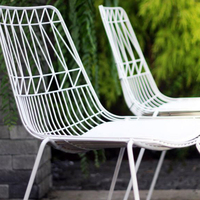 Chaise en fil métallique moderne, confortable, Design Simple, réplique, fer empilable, chaise d'extérieur Bertoia Lucy