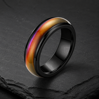 Bague d'humeur en acier inoxydable, thermochromique, changeant de couleur, sensible à la chaleur, bijoux unisexe or, argent, noir, bague émotionnelle, cadeau