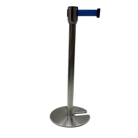 Poteau de guidage rétractable en acier inoxydable 201 avec miroir, barrière de file d'attente, poteau de guidage à sangle