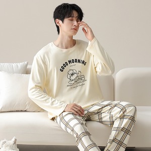 가을/겨울 100% 면 남자의 잠옷 긴 소매 바지 투피스 밤 세트 캐주얼 홈 세트 플러스 사이즈 잠옷 소년 - Product Image 6