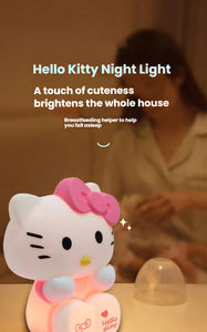 Veilleuse <span class=keywords><strong>LED</strong></span> 3D Hello Kitty Mini Anime, protection oculaire, gradation sept couleurs, en silicone, pour chambre d'enfant et d'étudiant - Product Image 2