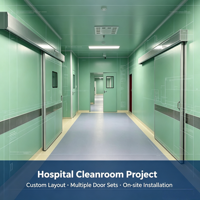 Puerta hermética automática de acero inoxidable para quirófano de hospital, con sensor de pie para sala limpia