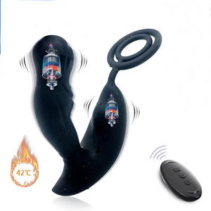 Vibratore Prostatico a Doppio Anello Potente con Telecomando, Riscaldamento Intelligente, Plug Anale per Adulti, Giocattolo Sessuale, Massaggiatore Vaginale - Product Image 1