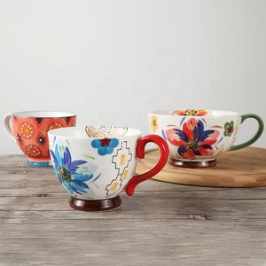 Taza <span class=keywords><strong>de</strong></span> cerámica pintada a mano y tazón <span class=keywords><strong>de</strong></span> desayuno Taza <span class=keywords><strong>de</strong></span> té <span class=keywords><strong>de</strong></span> la leche pintada en relieve <span class=keywords><strong>de</strong></span> estilo nacional - Product Image 4