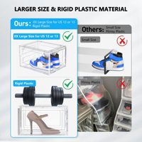 Lot de 12 boîtes de rangement pour chaussures en plastique rigide empilables, transparentes, organisateur, transparent |   Convient jusqu'à la taille 13, porte magnétique en acrylique