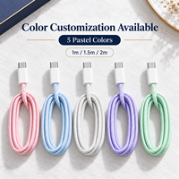 Kabel USB C ke USB C 65W Multi Warna, Jalinan Nilon, OEM Grosir untuk Aksesoris Ponsel E-commerce Ritel