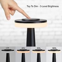Lampe de table LED portable de style américain Rechargeable par USB et à intensité variable 3 niveaux de luminosité pour les restaurants Design élégant sans fil