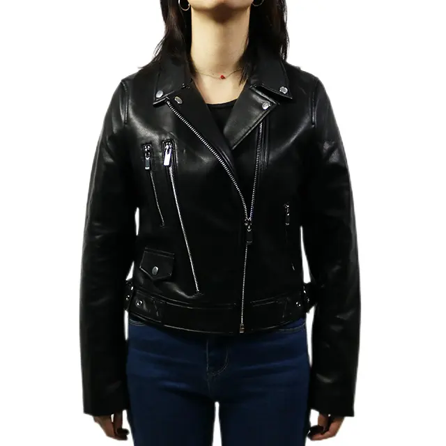 Top Quality Women Varsity Jacket Ladies Black Biker PU Leather Jacket coats