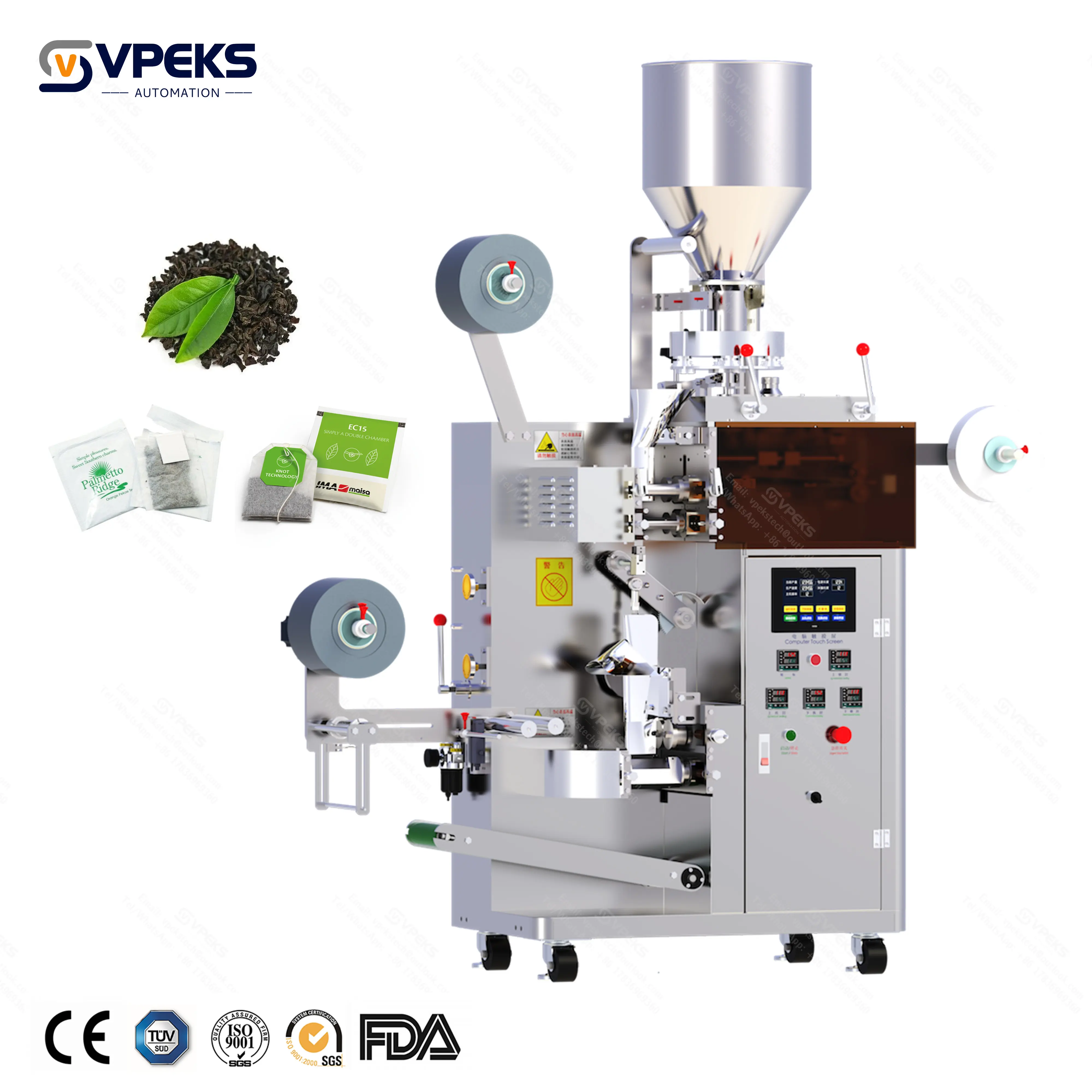 VPEKS High-Quality Double Chamber Tea Bag Packing Machine, Perfect for Inner and Outer Bag Packaging