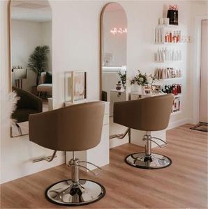 Commercial Furniture <strong>Barber</strong> Chair Modern Hairdressing <strong>Mirror</strong> and Chair Set Beige Hairdresser Leather Reclining Chair - Product Image 1