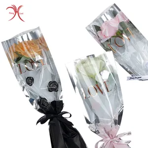 New Design waterproof Rose gold straight bag floral bouquet packaging material gift packing bag Valentine's Day