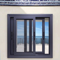 Grille de fenêtre coulissante verticale moderne à 3 rails en acier inoxydable, double vitrage en aluminium isolant thermiquement pour portes et fenêtres coulissantes