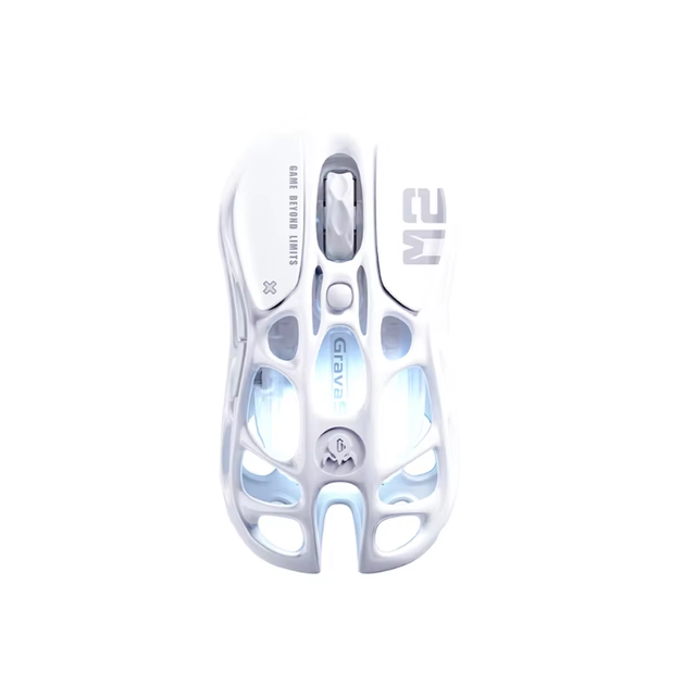 Gravastar M2 Moonlight White Right Wireless/Wired USB Optical Sensor Gaming Mouse Magnesium Alloy PAW3395 Chip Long Stock