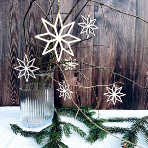 <b>Wooden</b> Snowflake Ornaments <b>Laser</b> <b>Cut</b> Geometric Christmas Tabletop Decor Winter Home Decoration - Product Image 1