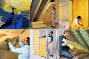 Building Ceiling Insulation Fireproof And Soundproof 80kg/m3 Fiber Glass Wool Insulation Board