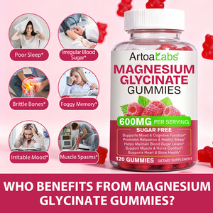 Gomitas de Glicinato de Magnesio Veganas Sin Azúcar ArtoaLabs 600mg, Gomitas de Glicinato de Magnesio de Alta Absorción para el Bienestar General - Product Image 2