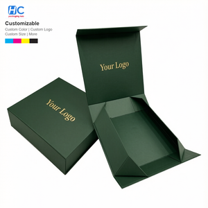 Boîte pliante rigide de luxe noir mat pour vêtements et foulards, emballage personnalisé pour couvre-chefs avec logo magnétique, matériaux recyclés - Product Image 1
