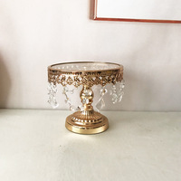 Support à gâteau en métal de style européen avec plateau en verre pour décorations de mariage à usage domestique ou présentation de table à dessert