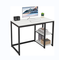 Bureau solide de 40 "avec double étagère Grand espace de rangement Bureau de jeu moderne Bureau d'étude et d'écriture pour ordinateur portable Blanc