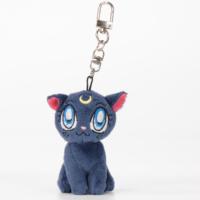 Porte-clés en peluche chat noir anime, pendentif mignon chat lunaire en peluche, mini porte-clés doux, breloque de sac pour filles, cadeau et décoration
